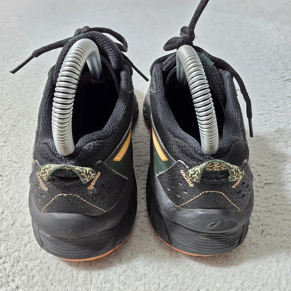 ASICS Pre Venture 9 Shoes Kids Size 3 Black Orange Trail Running Sneakers